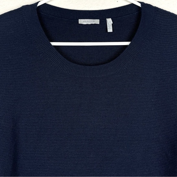 Marella XL Womens Navy Blue Ribbed Lace Back Hem Pullover Sweater - Picture 3 of 8